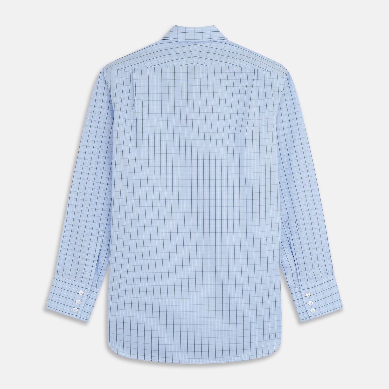 View 5 of product The Turnbull & Asser Green Graph Check Regular Fit Shirt features a T&A collar, 3-button cuffs, and a timeless grid check pattern for a classic look.