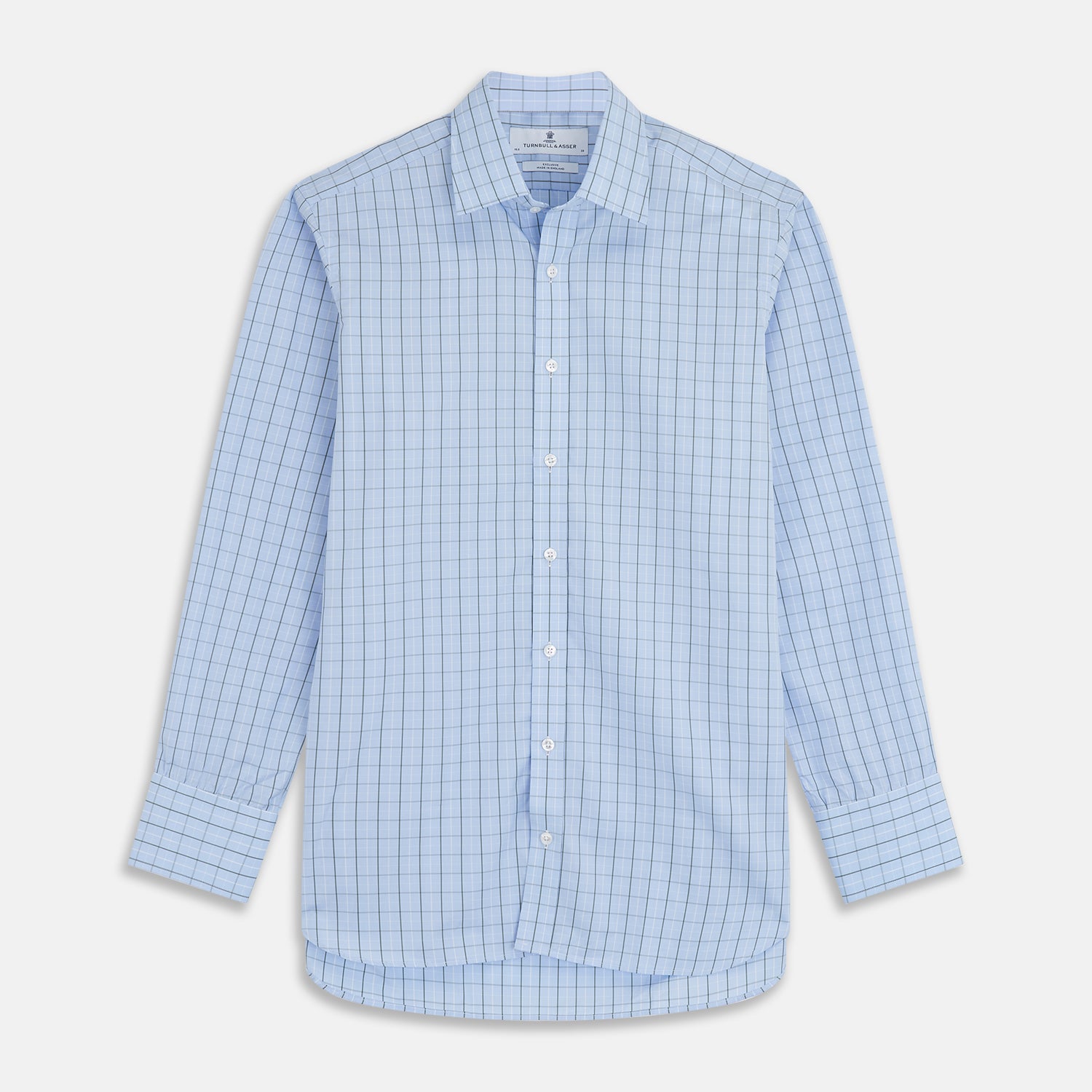 View 1 of product The Turnbull & Asser Green Graph Check Regular Fit Shirt features a T&A collar, 3-button cuffs, and a timeless grid check pattern for a classic look.