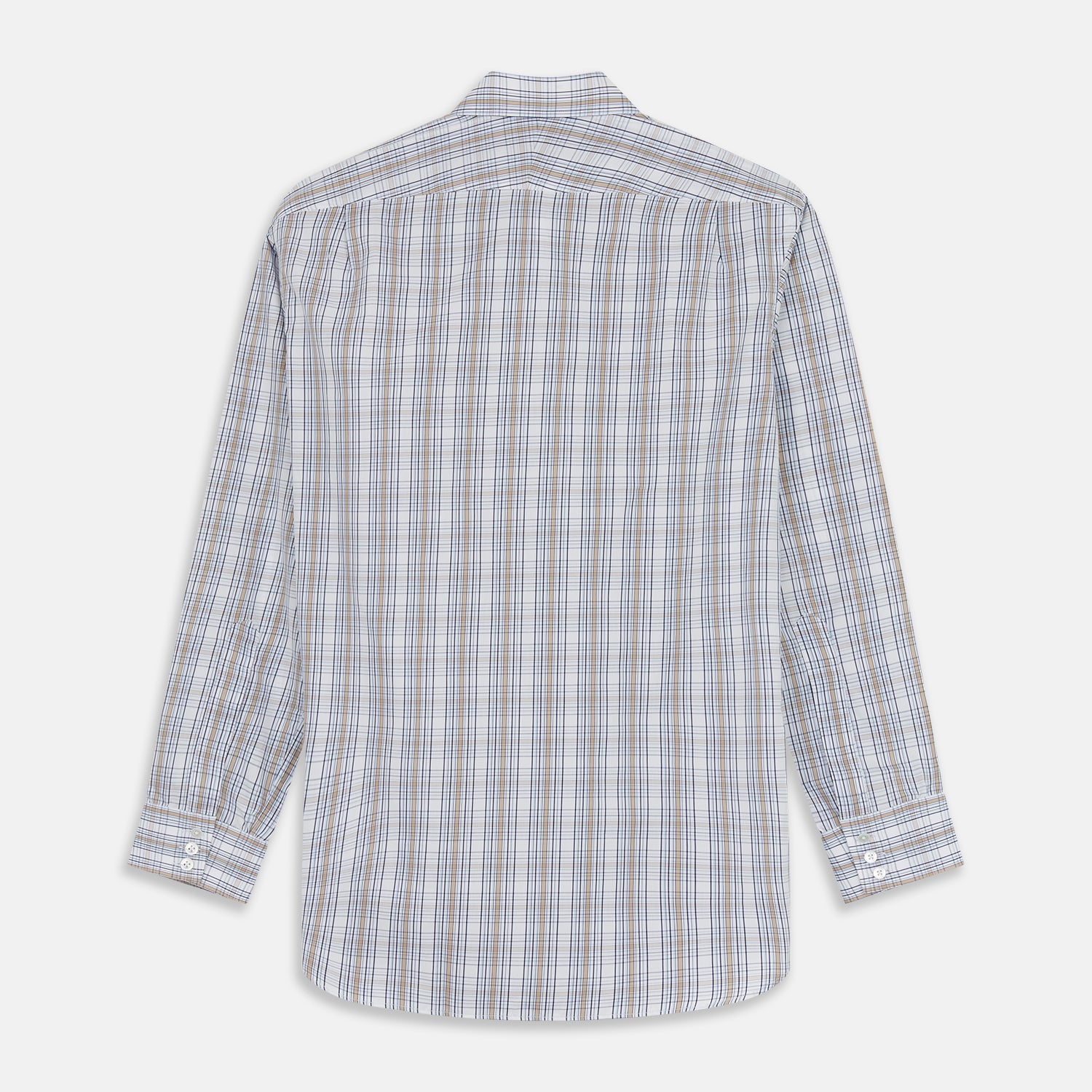 View 5 of product Turnbull & Asser’s Tonal Beige Regular Fit Shirt features a T&A collar, 3-button cuffs, and a slightly curved hem.