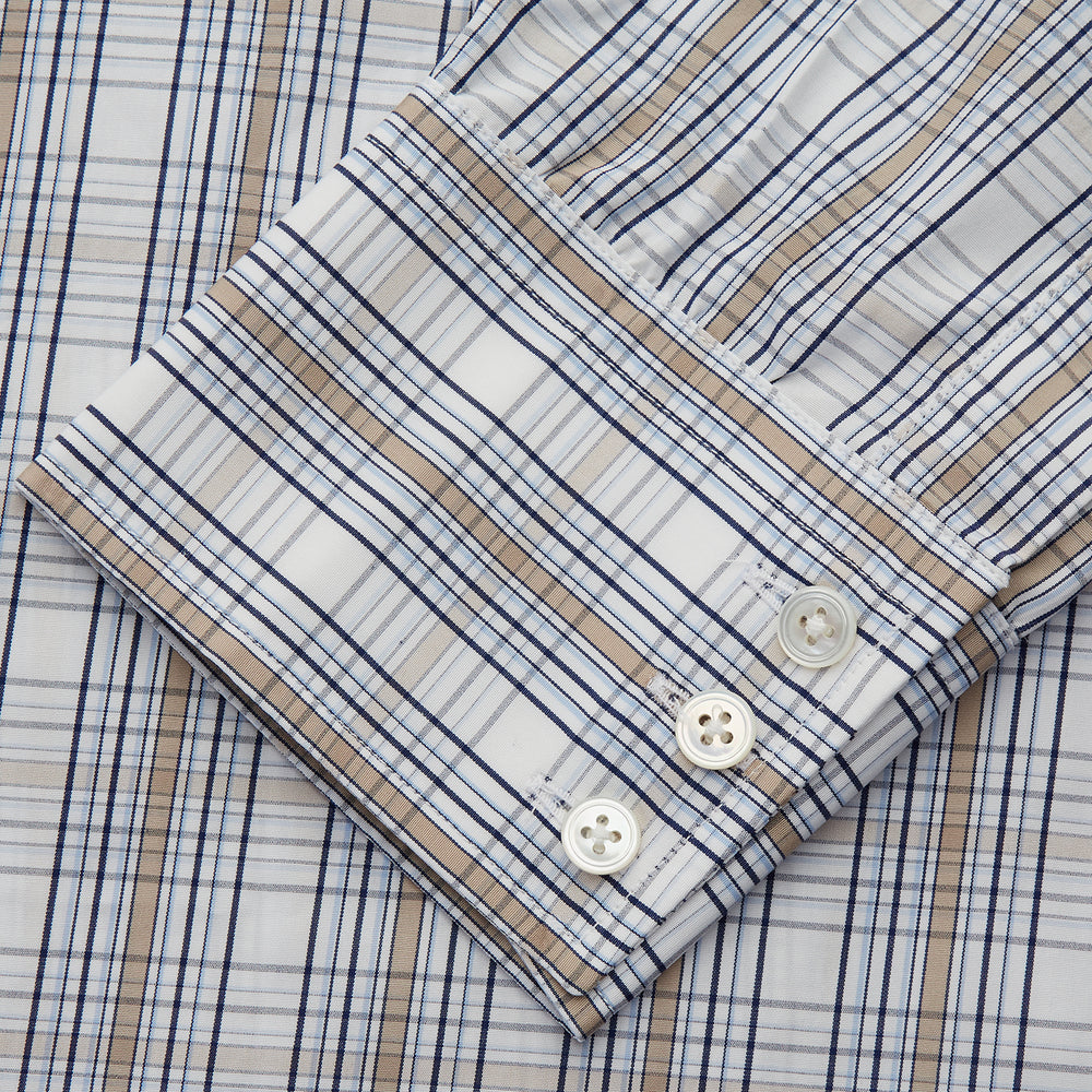 Turnbull & Asser’s Tonal Beige Regular Fit Shirt features a T&A collar, 3-button cuffs, and a slightly curved hem.
