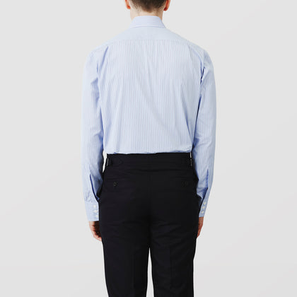 Blue Stripe Shirt with T&A Collar and 3-Button Cuffs Image 2