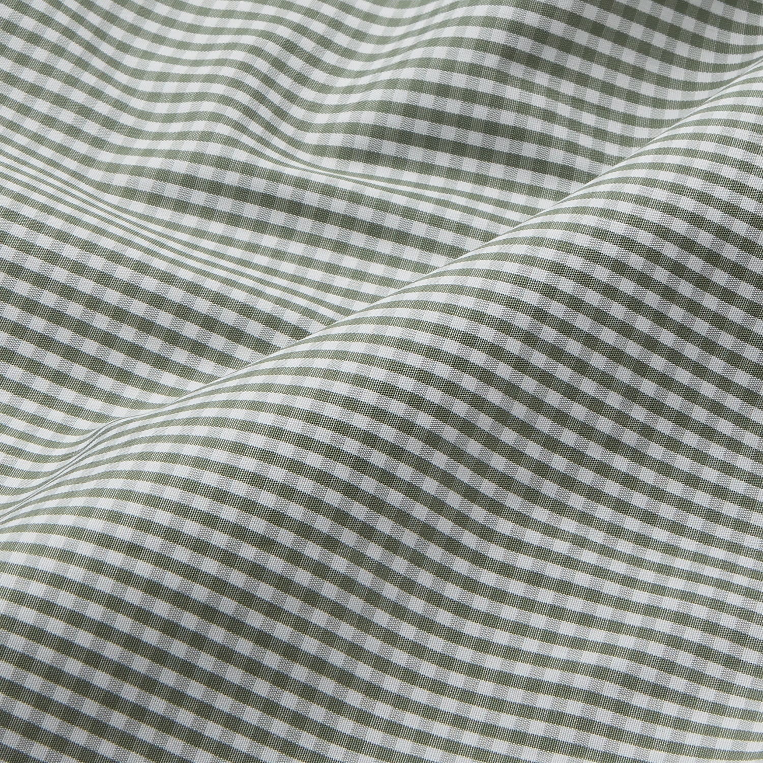 View 4 of product The Turnbull & Asser Green Gingham Check Regular Fit Shirt features a classic T&A collar and 3-button cuffs, displayed on a plain white background.