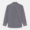 View 6 of product The Turnbull & Asser Blue Check Weekend Fit Shirt features a Derby collar and 1-button cuffs—ideal for winter layering. Shirt is laid flat on a white background.