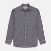 View 1 of product The Turnbull & Asser Blue Check Weekend Fit Shirt features a Derby collar and 1-button cuffs—ideal for winter layering. Shirt is laid flat on a white background.