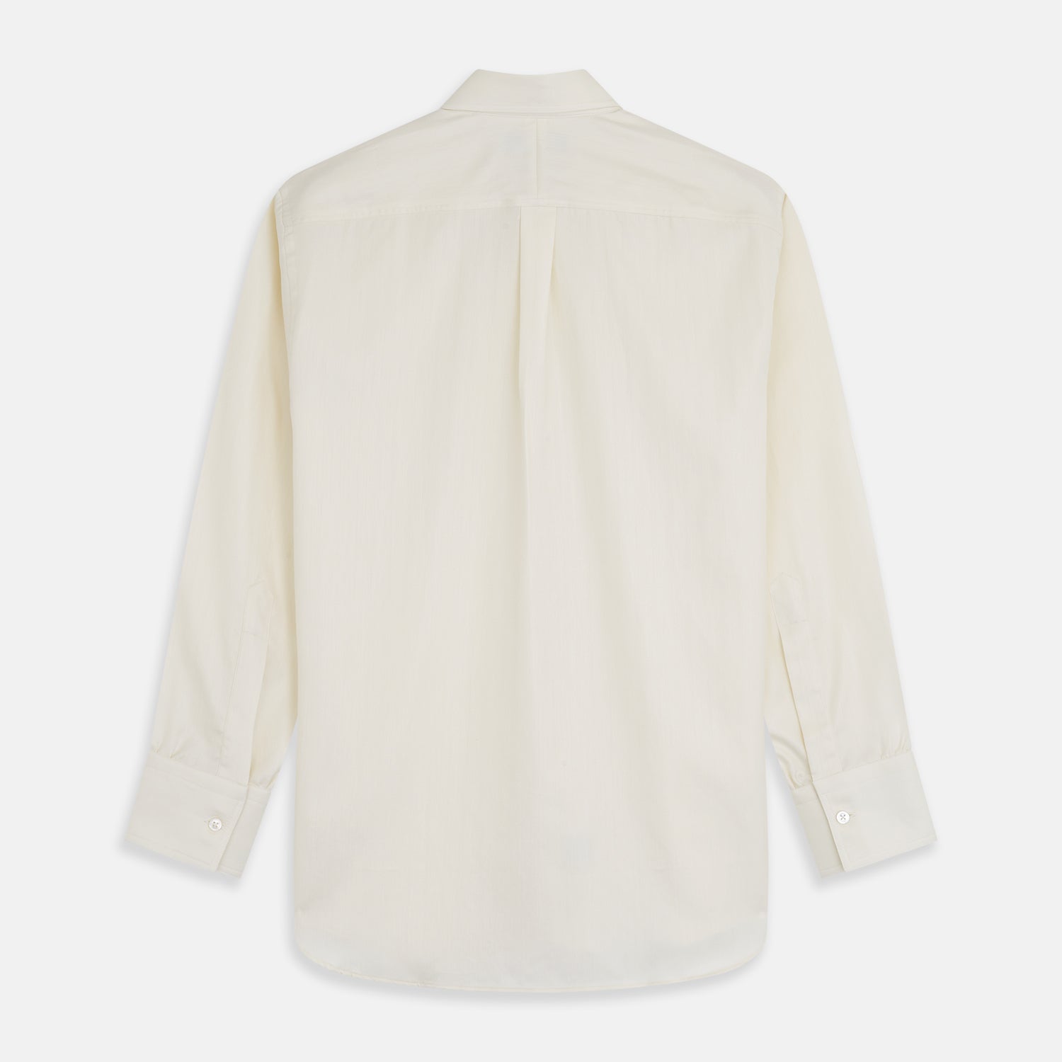 View 5 of product The Cream Herringbone Fine Cotton Weekend Officer Fit Shirt by Turnbull & Asser features a Dorset collar, long sleeves, two button-flap chest pockets, and buttoned cuffs—perfect for smart-casual style.