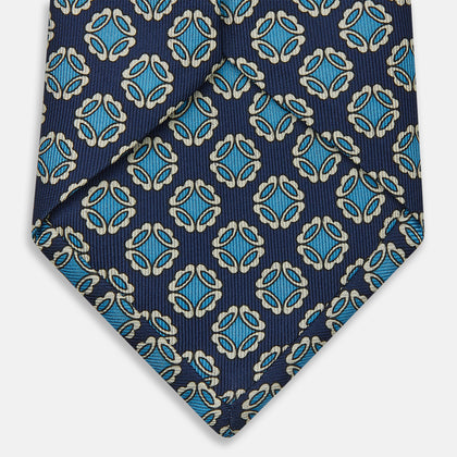 Navy Floral Geometric Tie Image 3