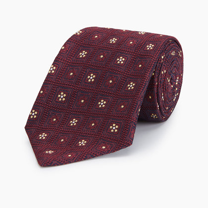 Burgundy Illusion Flower Silk Tie Image 4