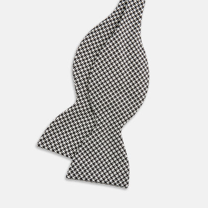 Fine Puppytooth Monochrome Silk Bow Tie Image 1
