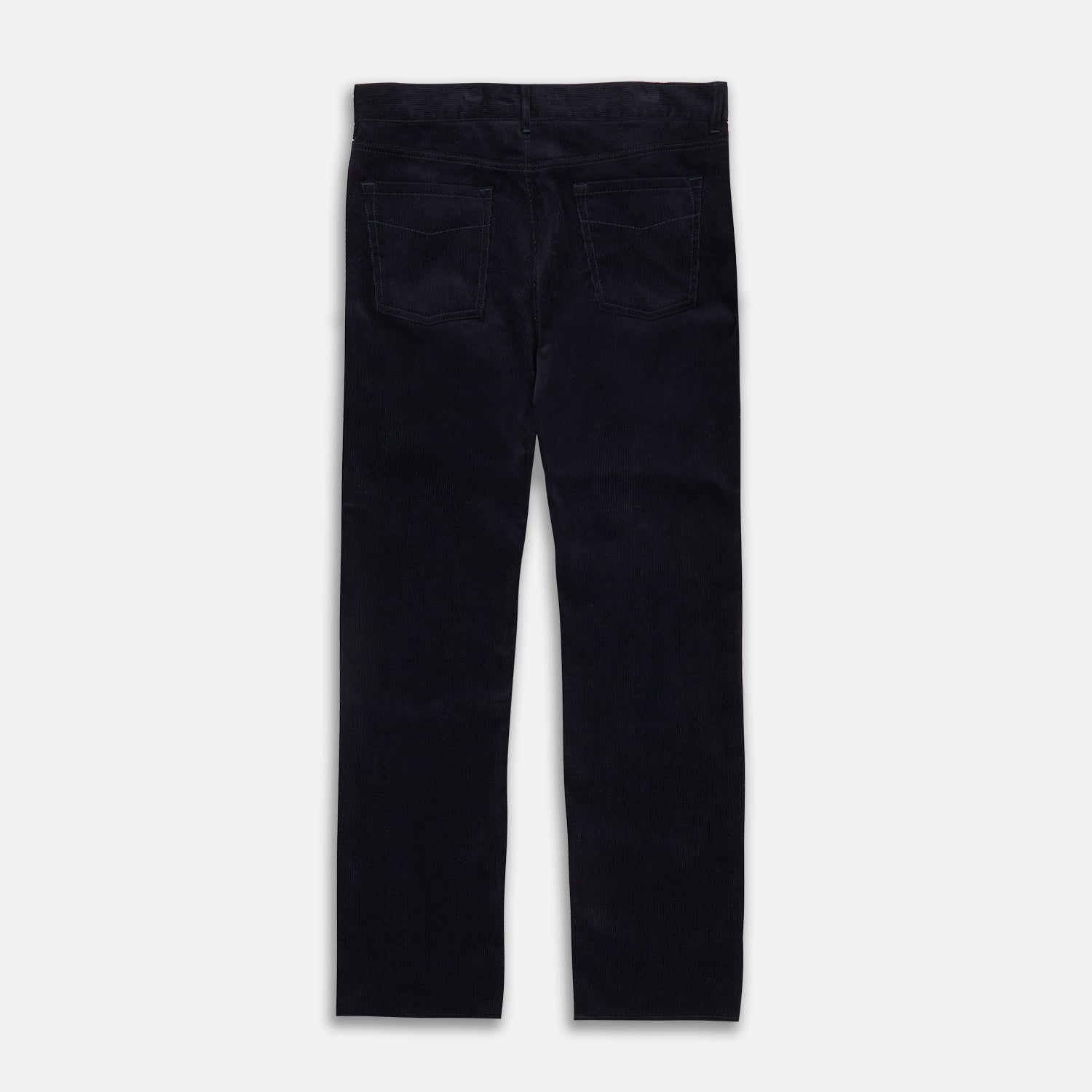 View 3 of product A pair of navy twill cotton five-pocket trousers from Turnbull & Asser, shown laid flat against a white background.