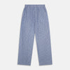 View 5 of product The Turnbull & Asser Blue Check Modern Cotton Pyjama Set features a long-sleeve button-up top and matching pants, crafted from thicker cotton for added comfort, shown against a white background.