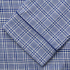 View 3 of product The Turnbull & Asser Blue Check Modern Cotton Pyjama Set features a long-sleeve button-up top and matching pants, crafted from thicker cotton for added comfort, shown against a white background.