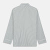 View 7 of product The Turnbull & Asser Green Bengal Stripe Modern Fit Cotton Pyjama Set features a long-sleeve button-up shirt with chest pocket and elastic waistband pants, crafted from soft Italian cotton and displayed on a white background.