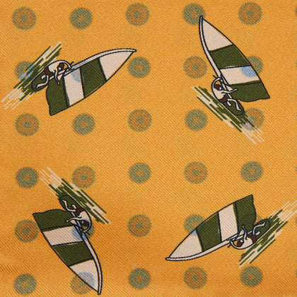 Yellow Windsurfer Double-Faced Silk Print Pocket Square Image 1
