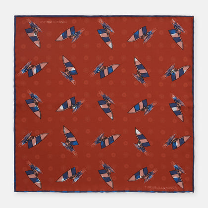 Red Windsurfer Double-Faced Silk Print Pocket Square