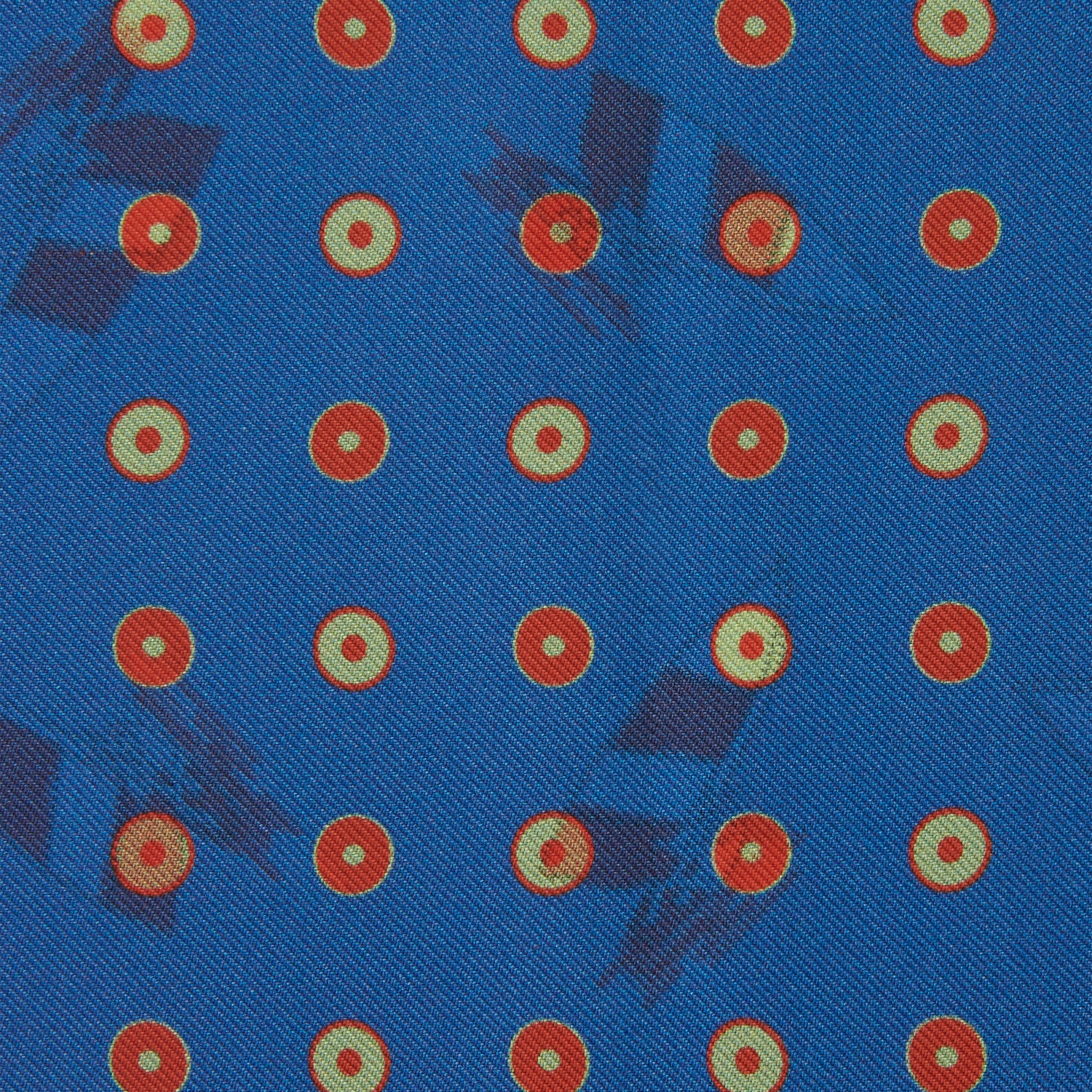 View 5 of product The Turnbull & Asser Blue Windsurfer Double-Faced Silk Print Pocket Square features a blue silk design with colorful windsurfers and vivid red edges, finished with the Turnbull & Asser logo in one corner.