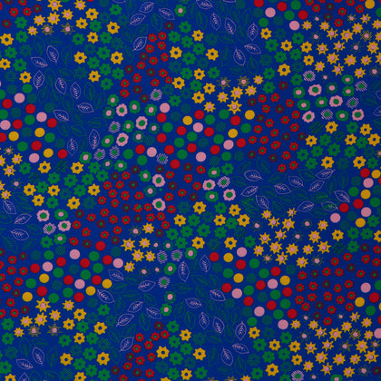 Navy Abstract Floral Silk Pocket Square Image 2