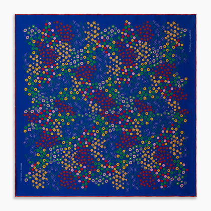 Navy Abstract Floral Silk Pocket Square Image 3