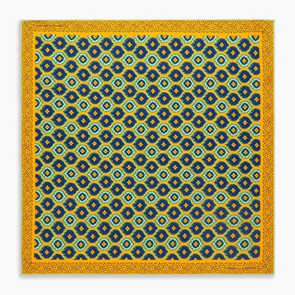 Yellow Medallion Print Silk Pocket Square Image 3