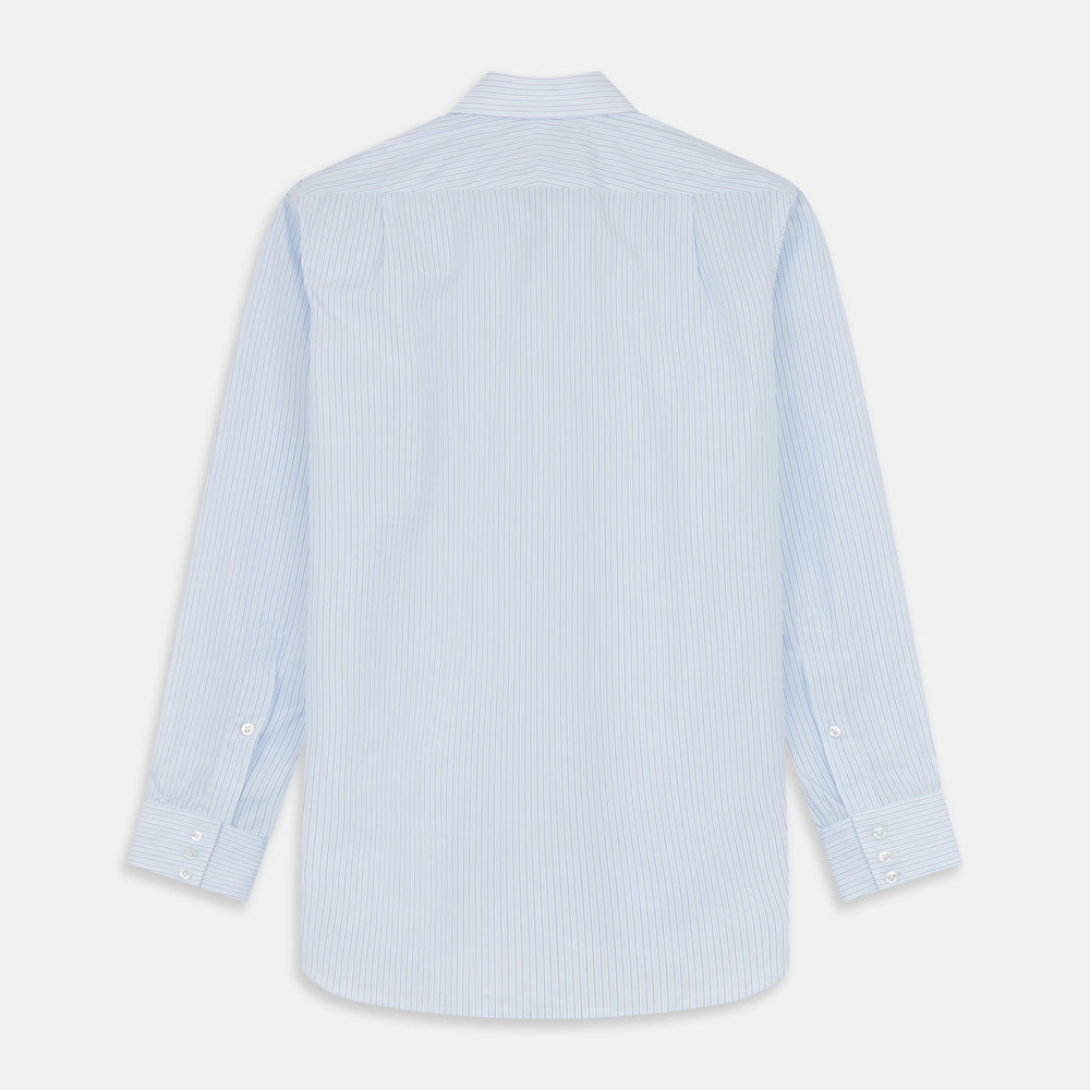 The Turnbull & Asser Tonal Blue Stripe Regular Fit Shirt features a T&A collar and 3-button cuffs, shown against a white background.