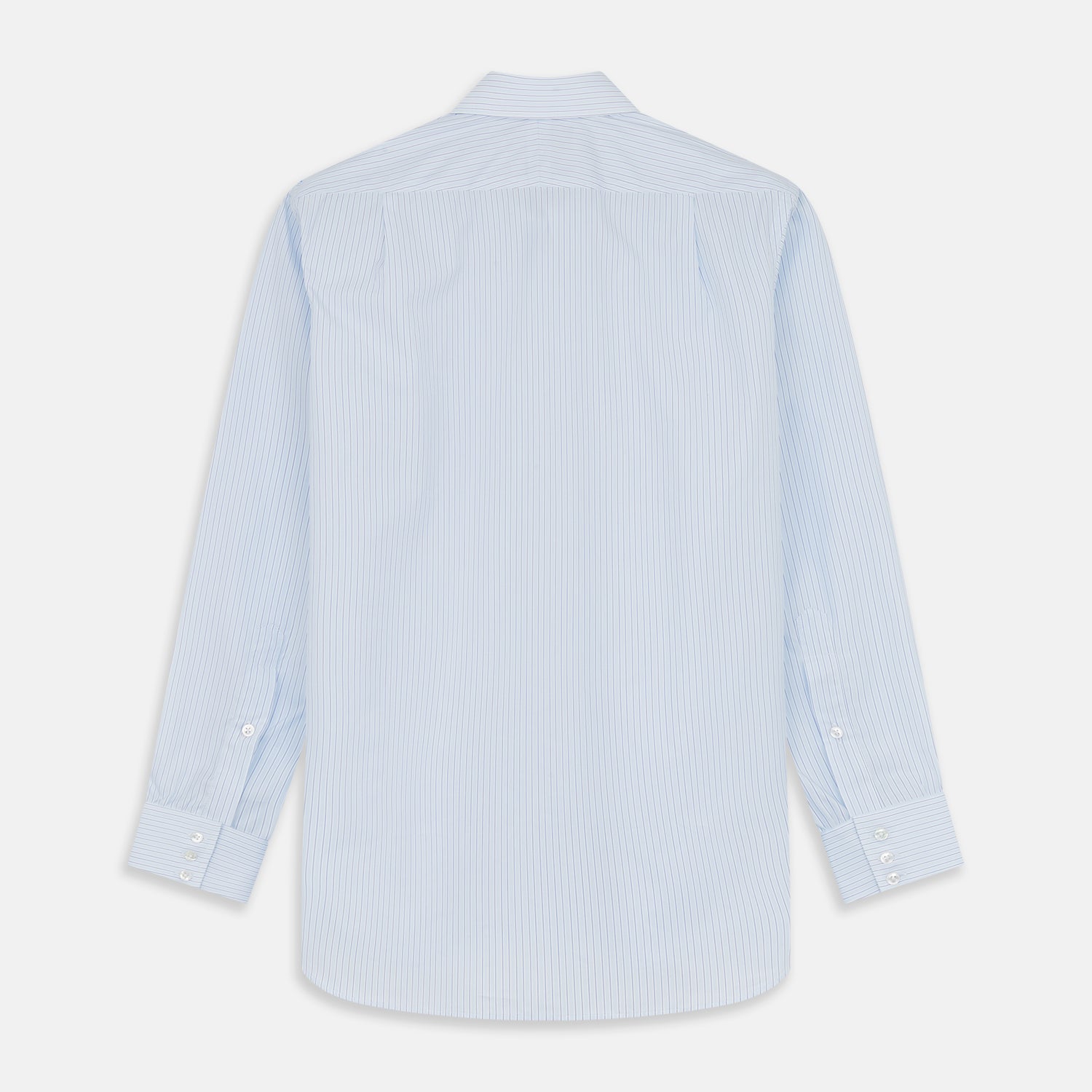 View 5 of product The Turnbull & Asser Tonal Blue Stripe Regular Fit Shirt features a T&A collar and 3-button cuffs, shown against a white background.