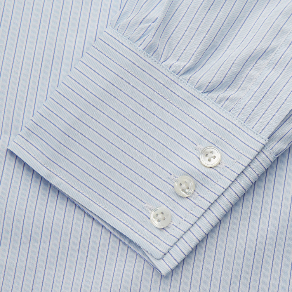 The Turnbull & Asser Tonal Blue Stripe Regular Fit Shirt features a T&A collar and 3-button cuffs, shown against a white background.