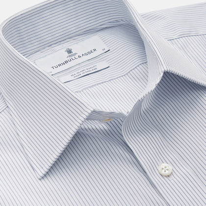 Blue & White Stripe Sea Island Quality Cotton Regular Fit Mayfair Shirt Image 1