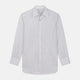 Turnbull & Asser Blue & White Stripe Sea Island Quality Cotton Regular Fit Mayfair shirt with a classic collar and buttoned cuffs, laid flat on a white background.