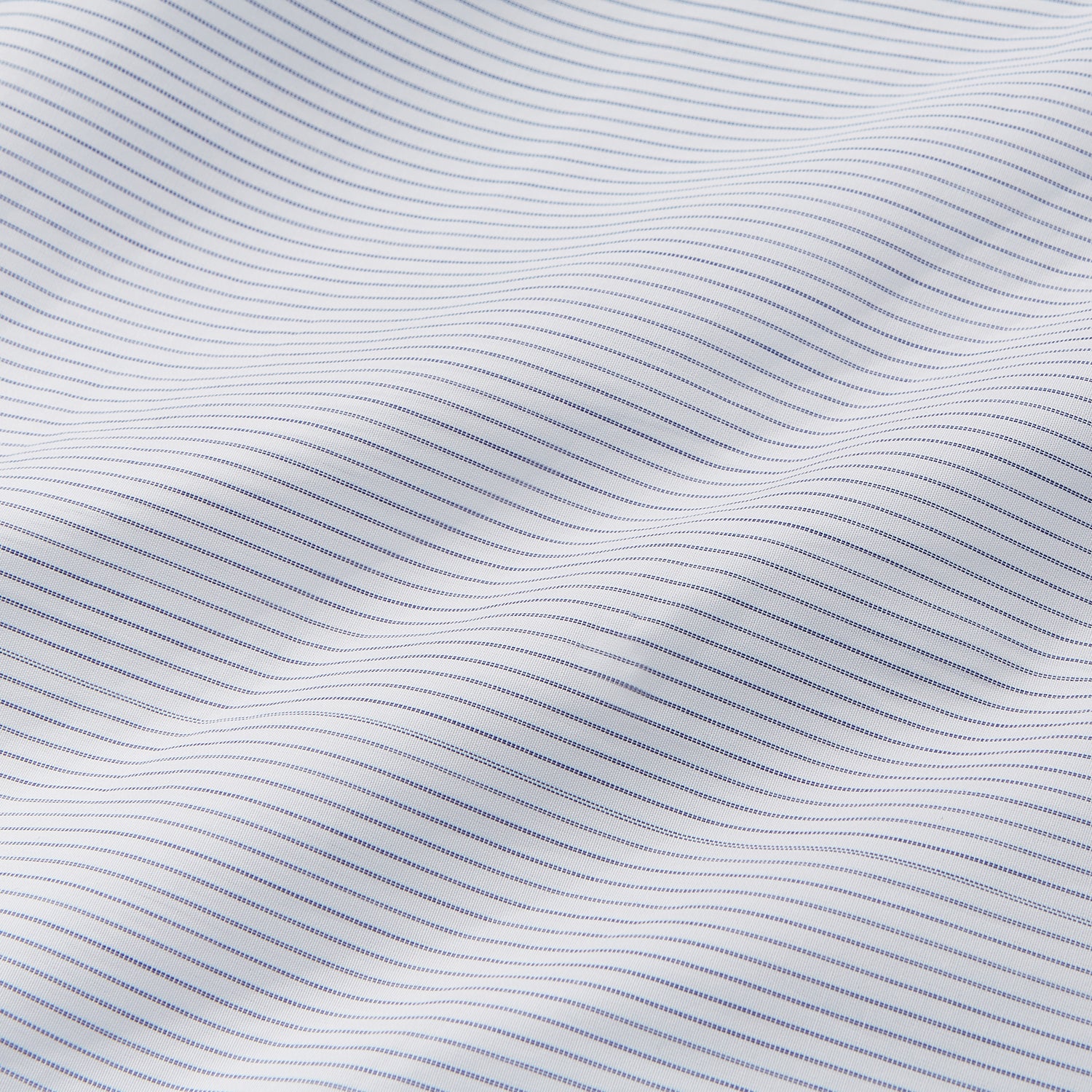 View 4 of product Turnbull & Asser Blue & White Stripe Sea Island Quality Cotton Regular Fit Mayfair shirt with a classic collar and buttoned cuffs, laid flat on a white background.