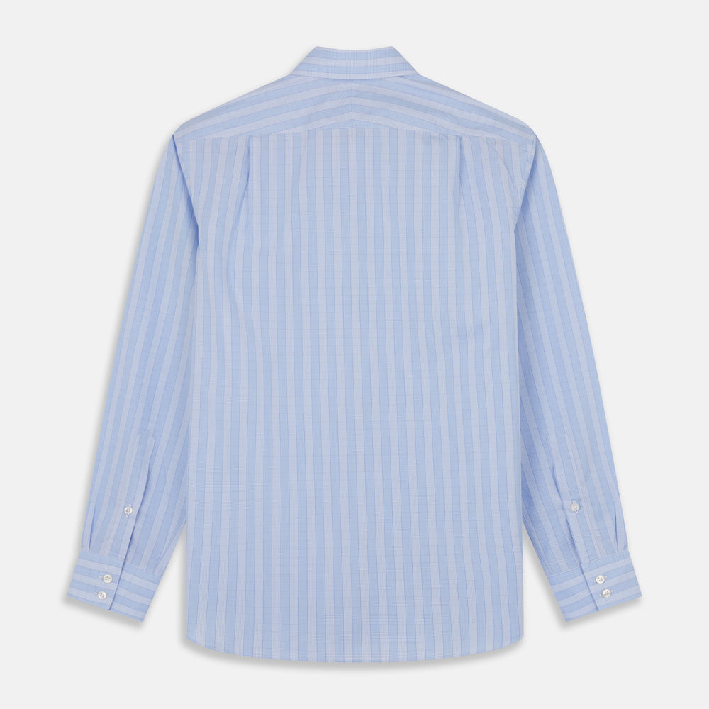 The Tonal Blue Glen Check Tailored Fit Shirt by Turnbull & Asser features a Kent collar and white buttons, crafted from fine Italian cotton poplin for a refined look. Displayed flat on a white background.