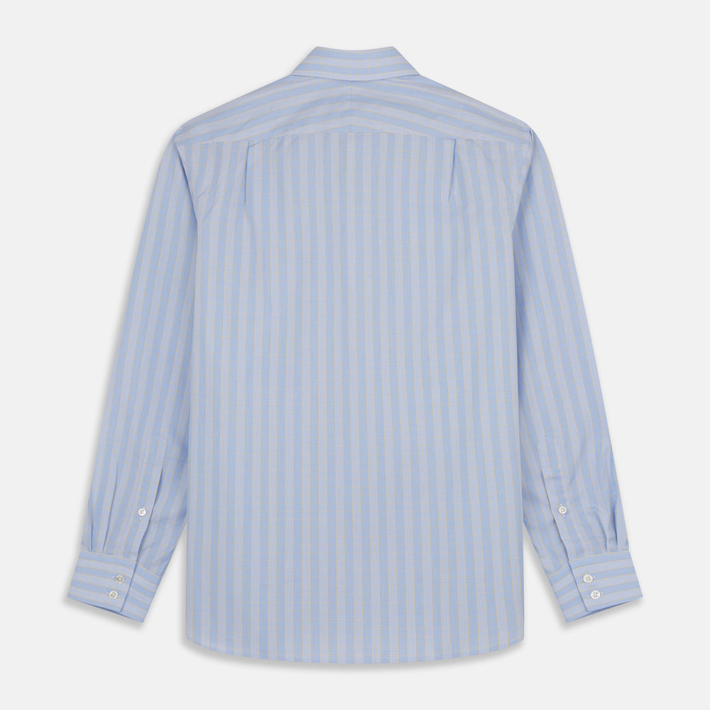 A Yellow and Blue Glen Check Tailored Fit Shirt by Turnbull & Asser, featuring a Kent collar, displayed flat on a white background.