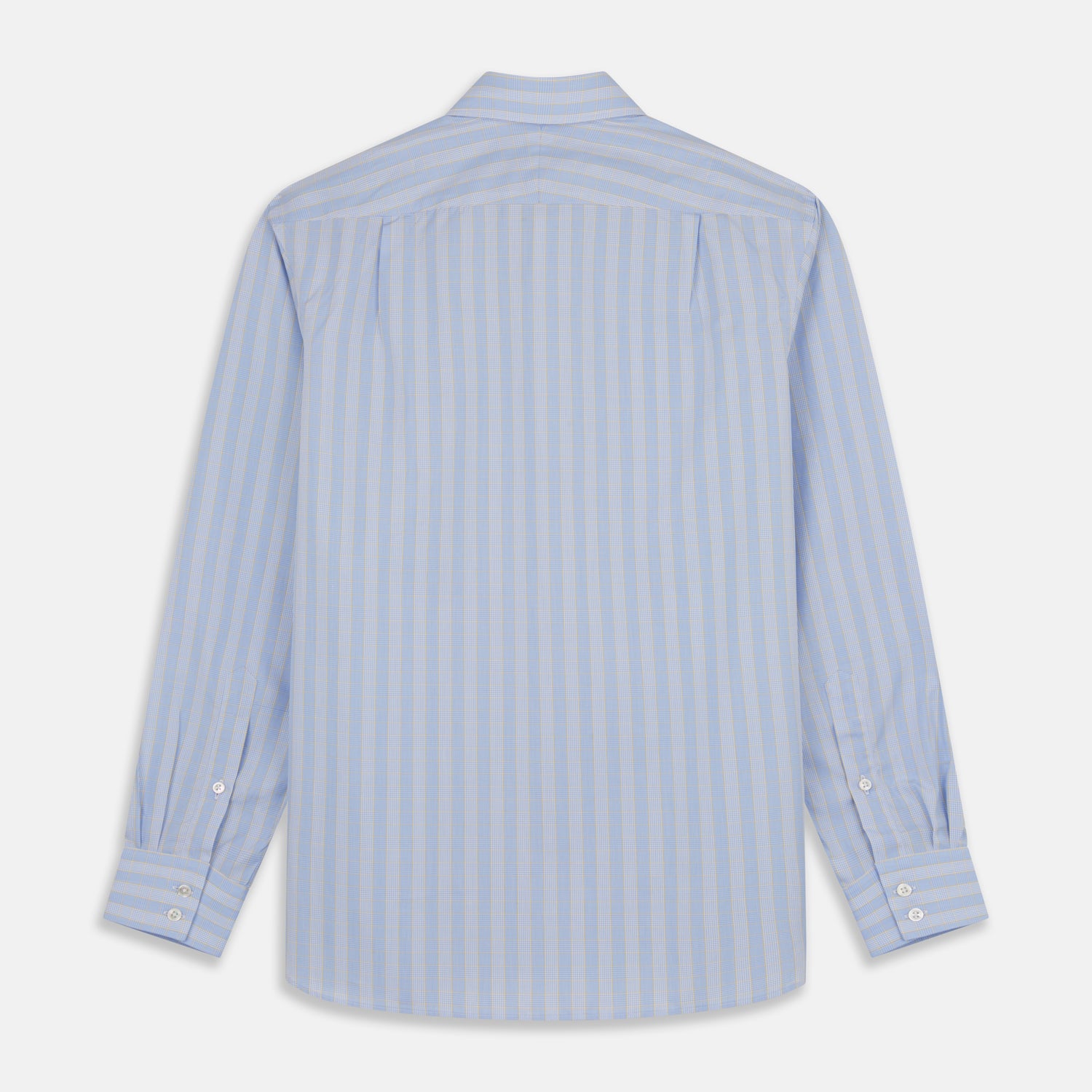 View 6 of product A Yellow and Blue Glen Check Tailored Fit Shirt by Turnbull & Asser, featuring a Kent collar, displayed flat on a white background.