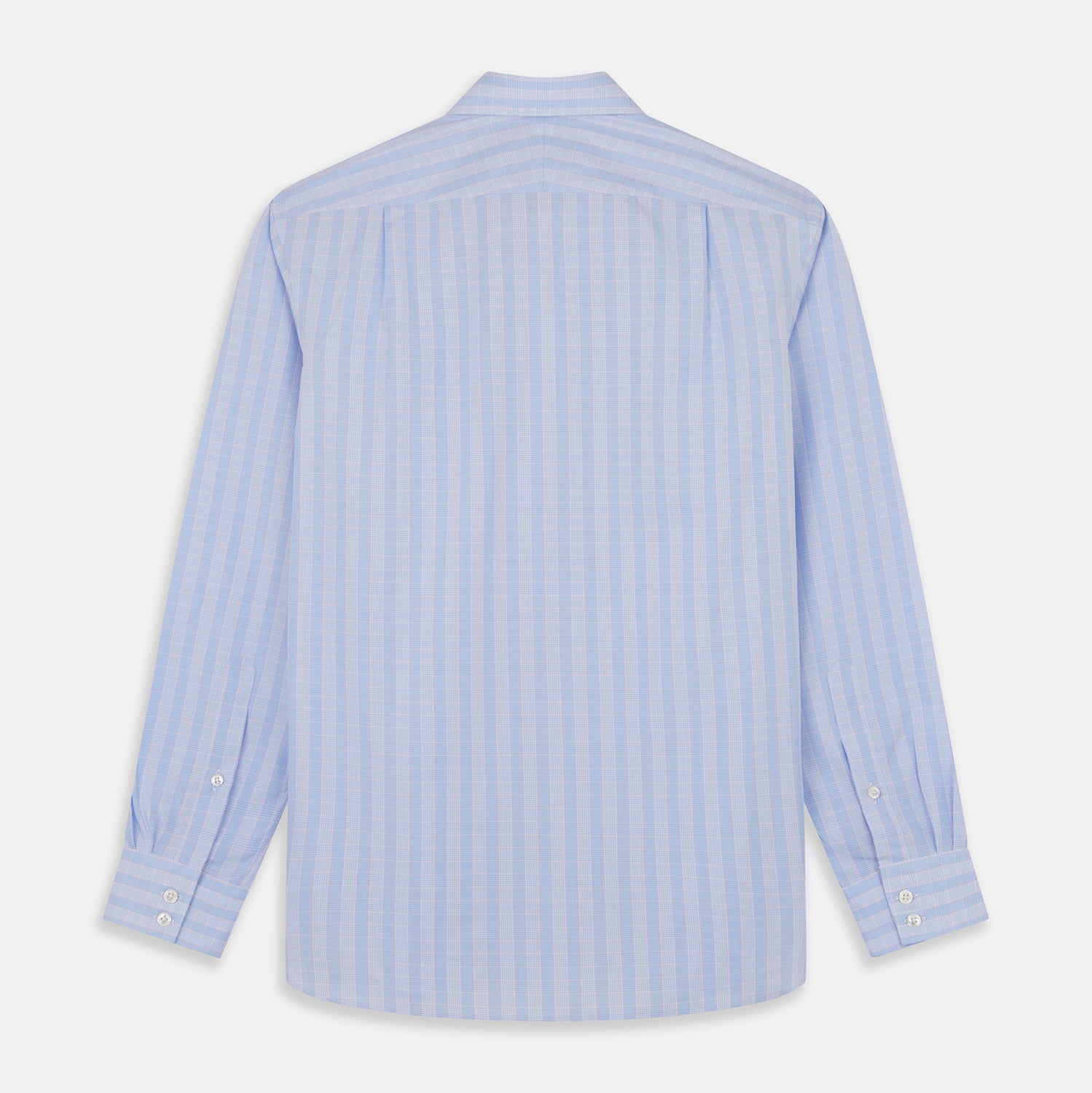 View 5 of product Turnbull & Asser Pink and Blue Glen Check Tailored Fit Shirt with a Kent Collar, laid flat on a white background.