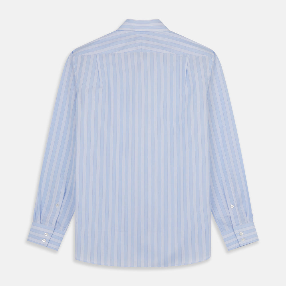 The Turnbull & Asser Tonal Blue Stripe Tailored Fit Shirt with Kent Collar features long sleeves and a button-up front, shown laid flat against a white background.
