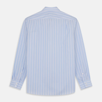 Tonal Blue Stripe Tailored Fit Shirt with Kent Collar Image 4