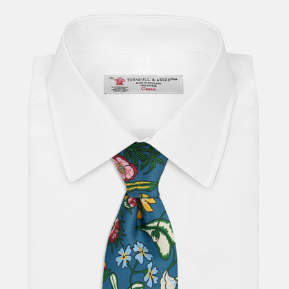 Teal Wildflower Printed Silk Tie Image 1