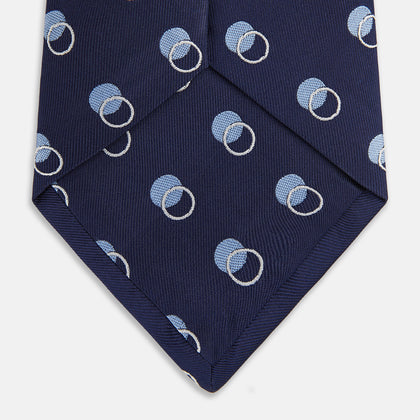 Navy Multi Circle Silk Tie Image 3