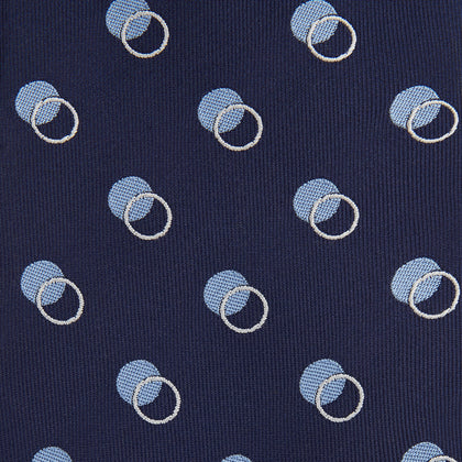 Navy Multi Circle Silk Tie Image 2
