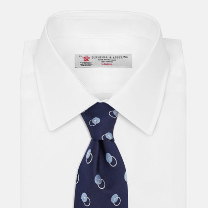 Navy Multi Circle Silk Tie Image 1