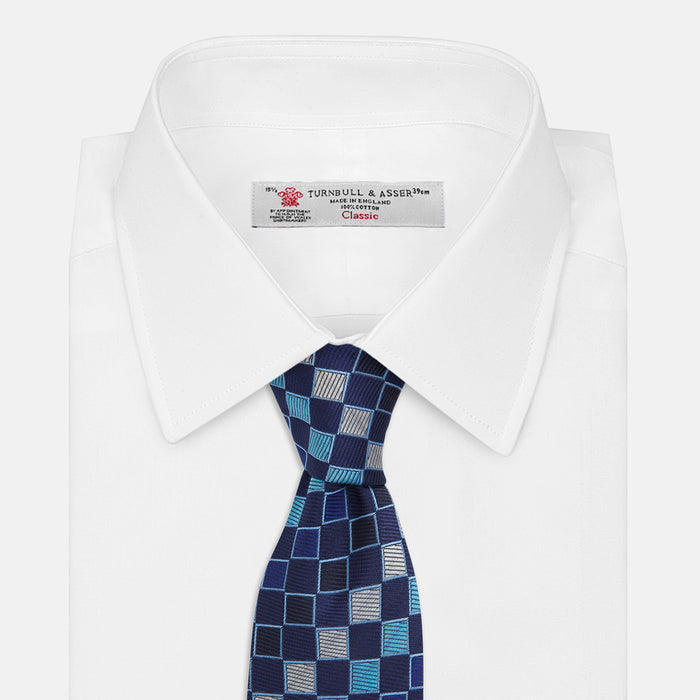 Blue Multi Check Silk Tie Image 1