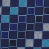 View 3 of product The Blue Multi Check Silk Tie by Turnbull & Asser features a geometric checked pattern in blue, light blue, and silver on dark navy—ideal for pairing with bold shirts.