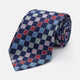 The Pink Multi Check Silk Tie by Turnbull & Asser features blue, red, and light green squares on a white background—an ideal summer accessory that complements bold shirts.