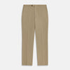 View 1 of product Turnbull & Asser's Taupe Classic Chino Manson Trouser, tailored in Italy from stretch cotton, features a button and zip closure, front pockets, and a straight-leg fit. Shown in taupe on a white background.