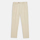 The Turnbull & Asser Sand Cotton Pleated Gerry Trouser features belt loops, front pockets, a button closure, and a classic fit. Shown laid flat on a white background.