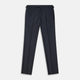 The Navy Escorial Wool Jonathan Trousers by Turnbull & Asser, featuring side adjusters, front pleats, and side pockets, are shown laid flat on a white background.