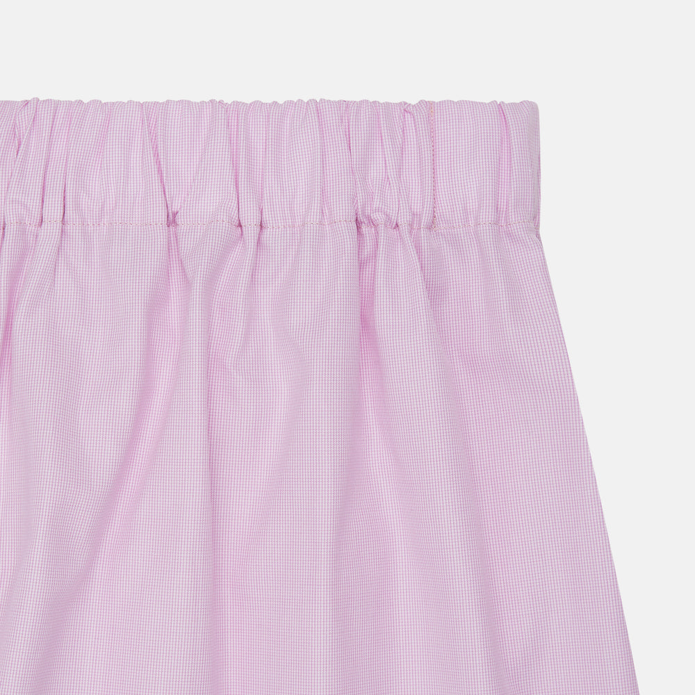 Turnbull & Asser Pink Micro-Check Cotton Boxer Shorts, featuring an elastic waistband and displayed on a white background—ideal for those seeking luxury and everyday comfort in their underwear.