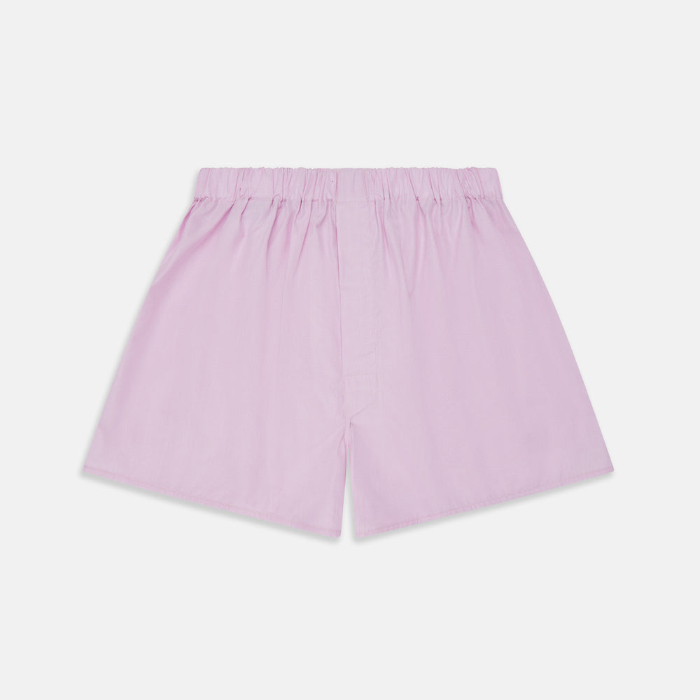 Turnbull & Asser Pink Micro-Check Cotton Boxer Shorts, featuring an elastic waistband and displayed on a white background—ideal for those seeking luxury and everyday comfort in their underwear.