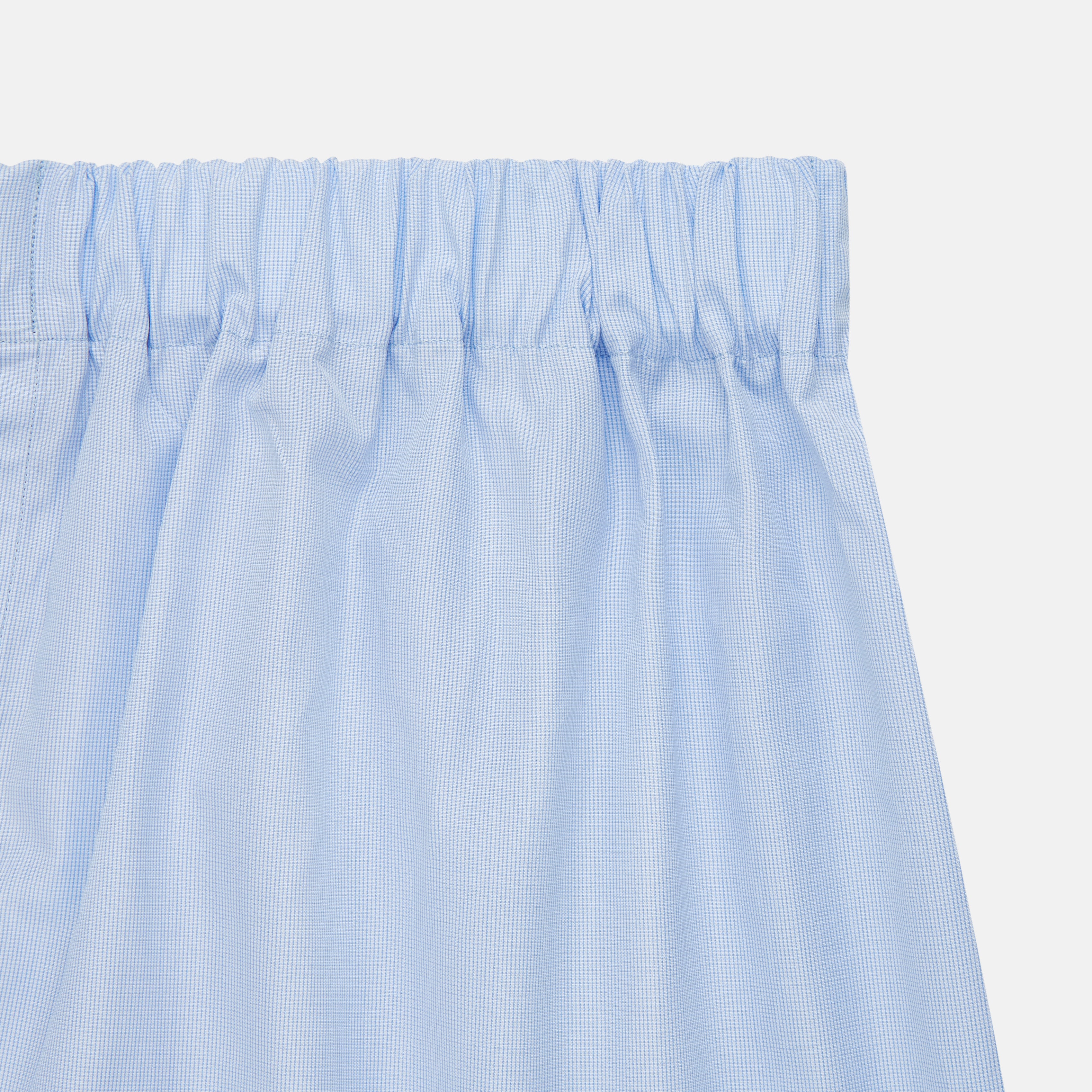 View 2 of product Turnbull & Asser Mid Blue Micro-Check Cotton Boxer Shorts, featuring an elastic waistband and breathable fabric, displayed on a plain white background.