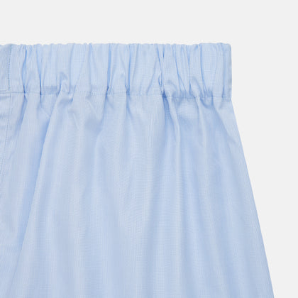 Mid Blue Micro-Check Cotton Boxer Shorts Image 1