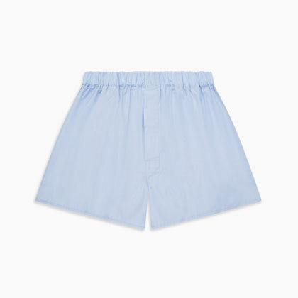Mid Blue Micro-Check Cotton Boxer Shorts Image 2