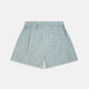 Green, navy & pink check cotton boxer shorts by Turnbull & Asser, featuring an elastic waistband, are luxury underwear displayed flat on a white background.